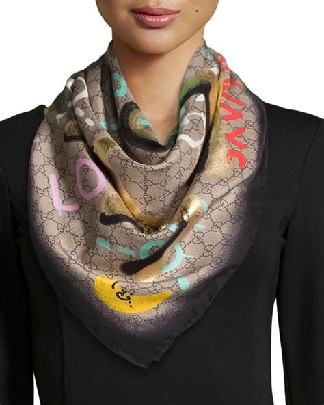 gucci graffiti scarf|Women's Gucci Designer Scarves .